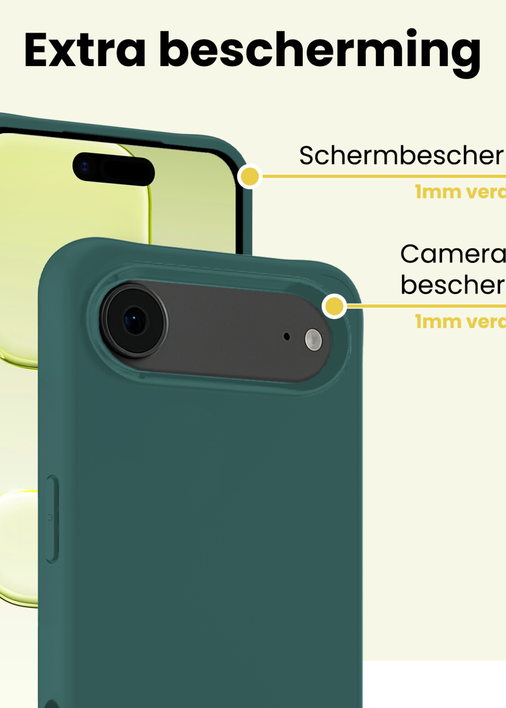 LUQ LUQ iPhone Air Hoesje Siliconen Met 2x Screenprotector Met Dichte Notch - Donkergroen