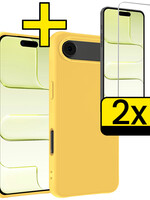 LUQ LUQ iPhone Air Hoesje Siliconen Met 2x Screenprotector Met Dichte Notch - Geel