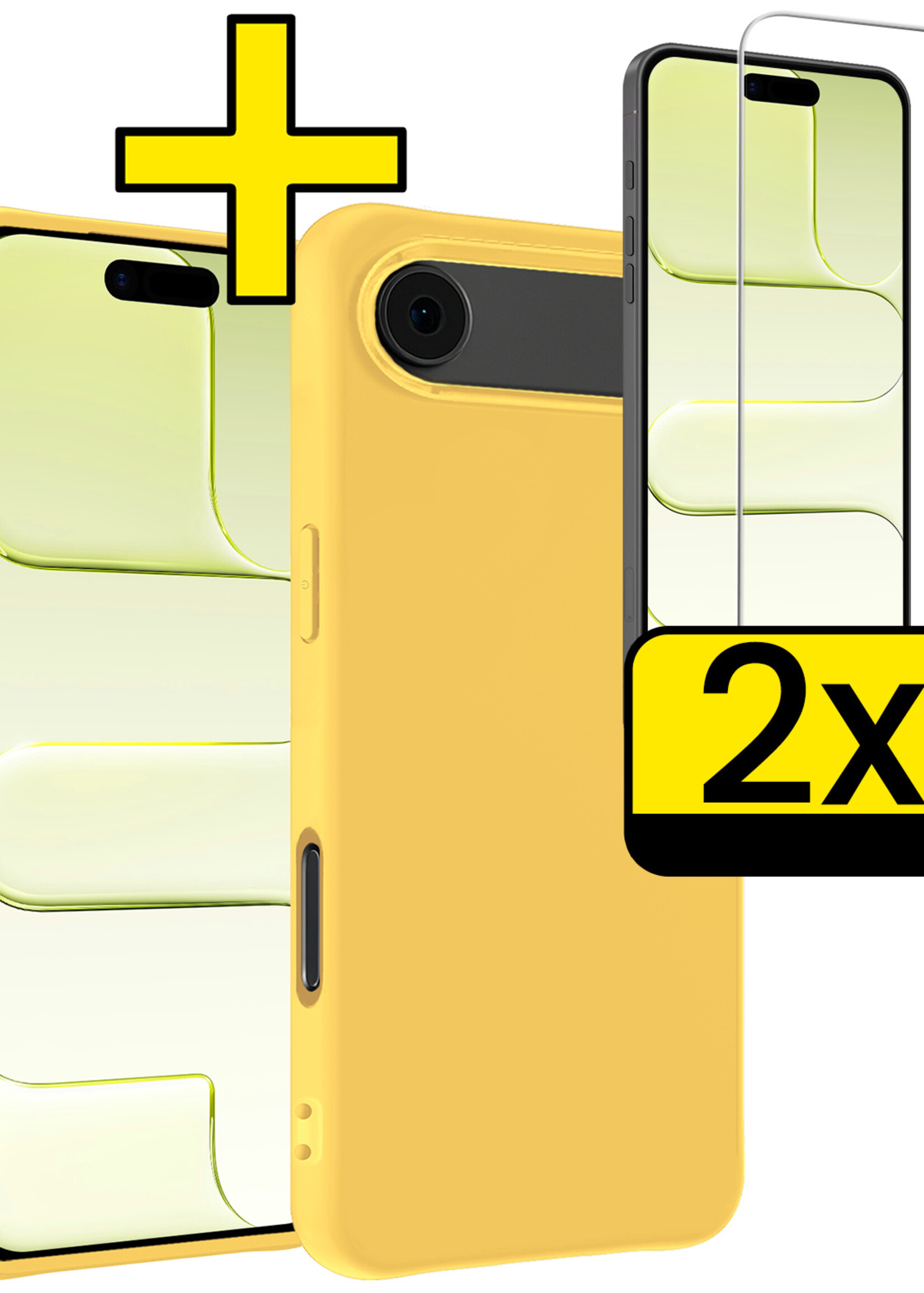 LUQ LUQ iPhone Air Hoesje Siliconen Met 2x Screenprotector Met Dichte Notch - Geel