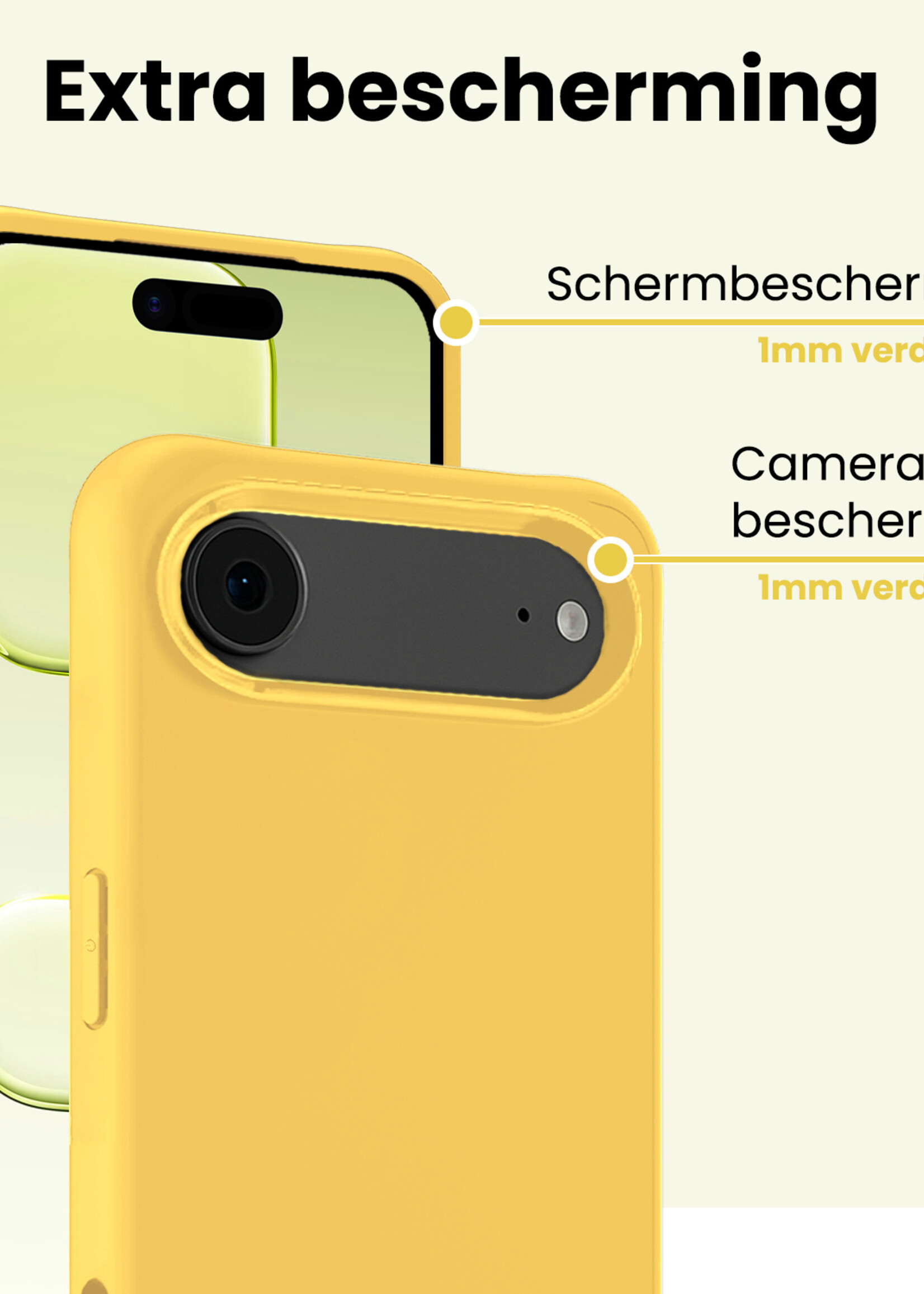 LUQ LUQ iPhone Air Hoesje Siliconen Met 2x Screenprotector Met Dichte Notch - Geel
