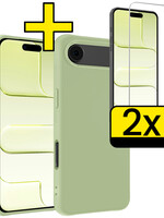 LUQ LUQ iPhone Air Hoesje Siliconen Met 2x Screenprotector Met Dichte Notch - Groen