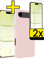 LUQ LUQ iPhone Air Hoesje Siliconen Met 2x Screenprotector Met Dichte Notch - Lichtroze