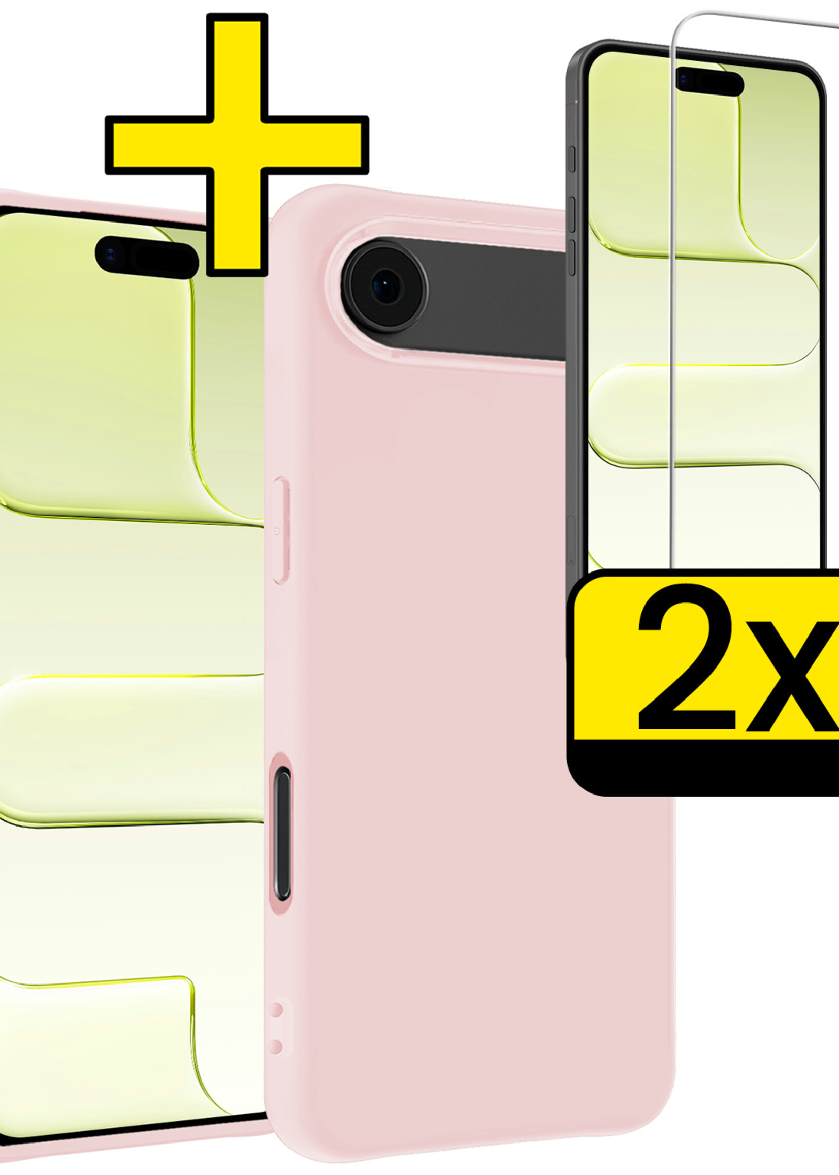 LUQ LUQ iPhone Air Hoesje Siliconen Met 2x Screenprotector Met Dichte Notch - Lichtroze