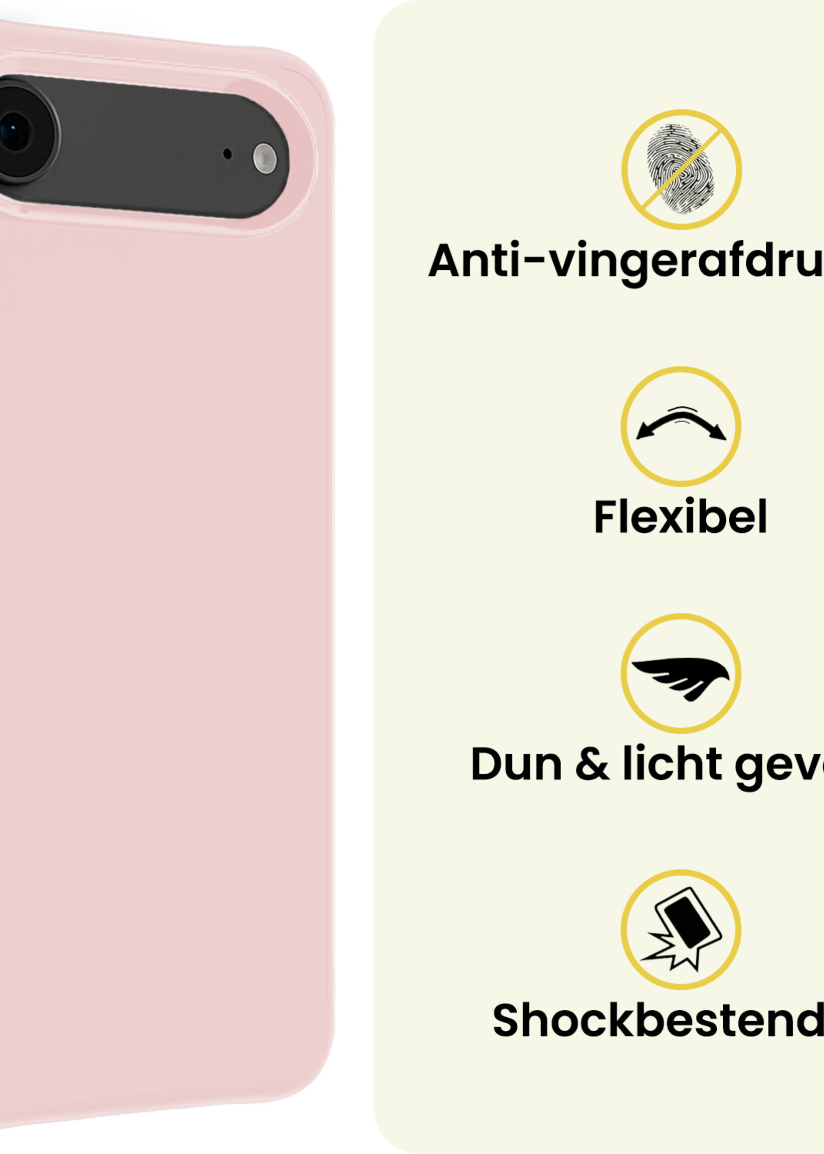 LUQ LUQ iPhone Air Hoesje Siliconen Met 2x Screenprotector Met Dichte Notch - Lichtroze