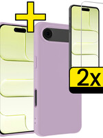 LUQ LUQ iPhone Air Hoesje Siliconen Met 2x Screenprotector Met Dichte Notch - Lila