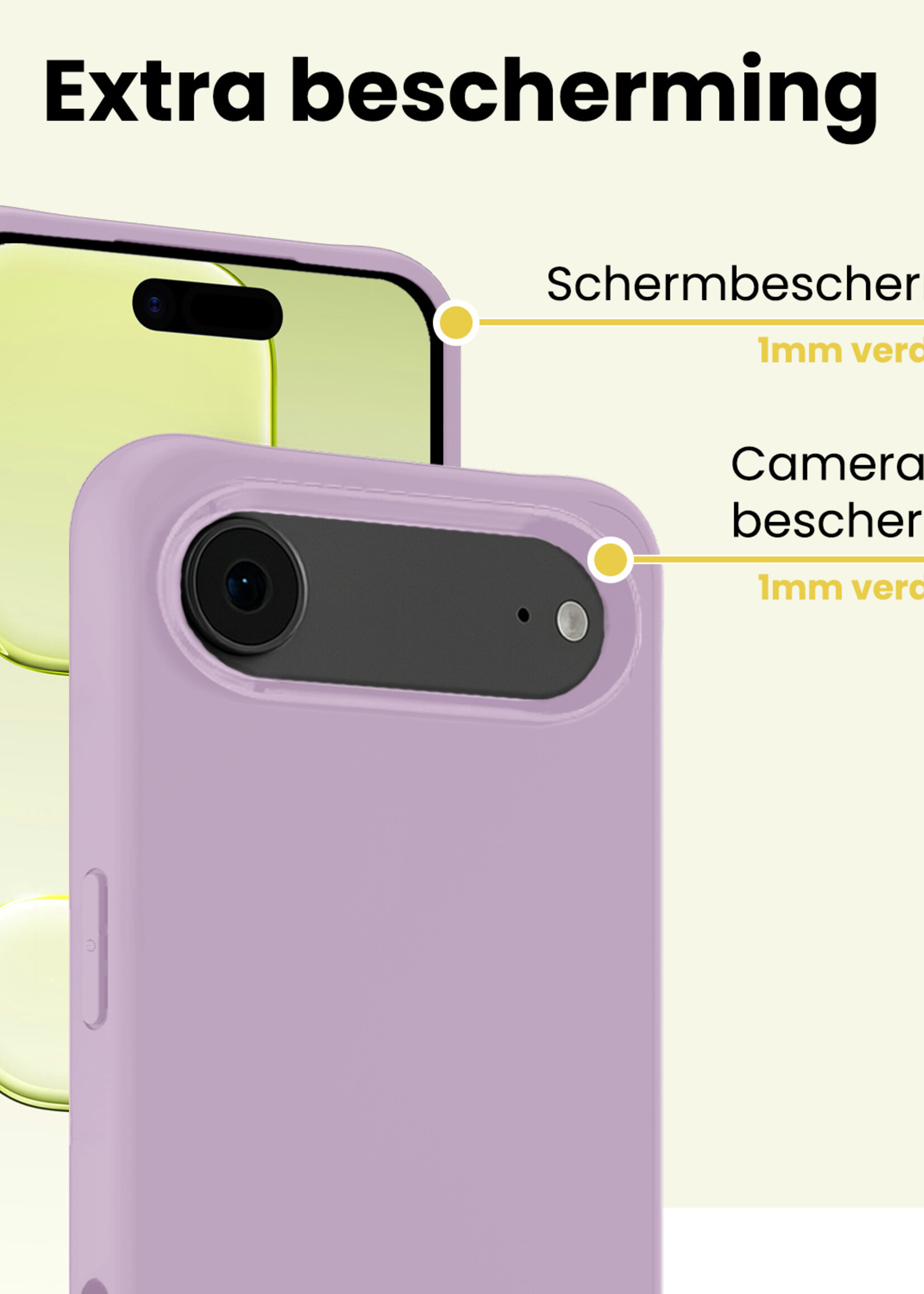 LUQ LUQ iPhone Air Hoesje Siliconen Met 2x Screenprotector Met Dichte Notch - Lila