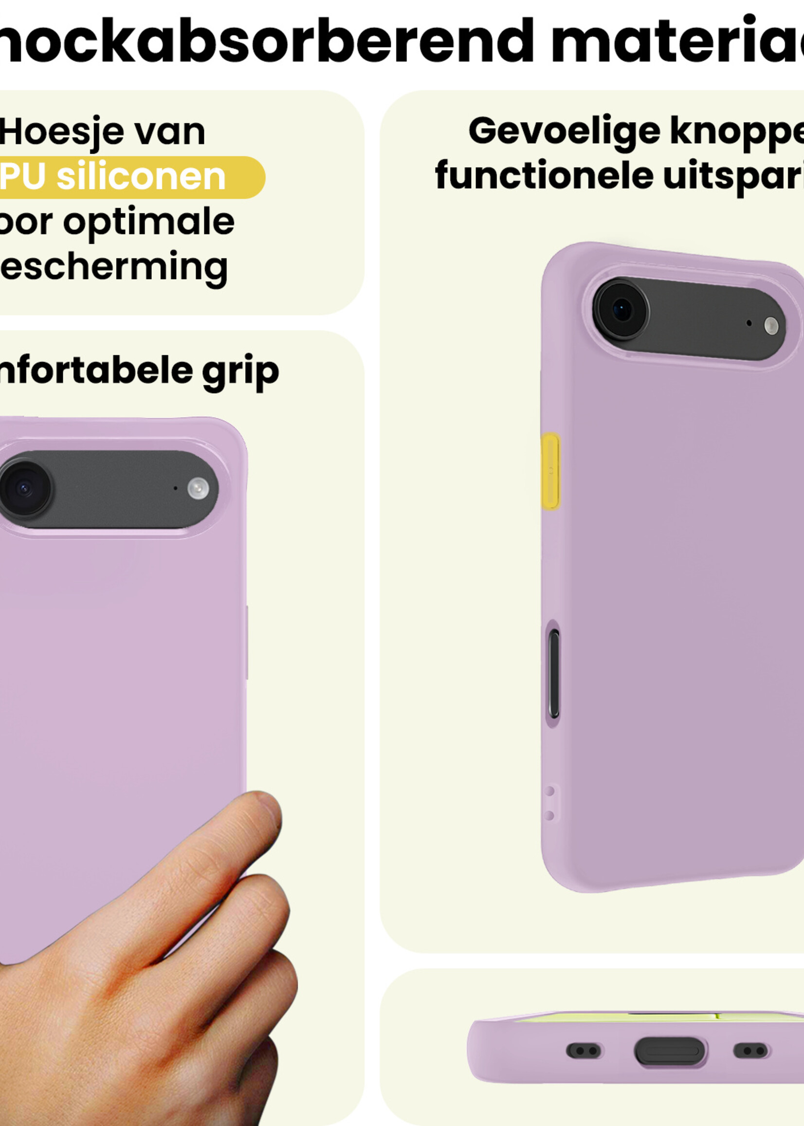 LUQ LUQ iPhone Air Hoesje Siliconen Met 2x Screenprotector Met Dichte Notch - Lila