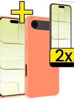 LUQ LUQ iPhone Air Hoesje Siliconen Met 2x Screenprotector Met Dichte Notch - Perzik