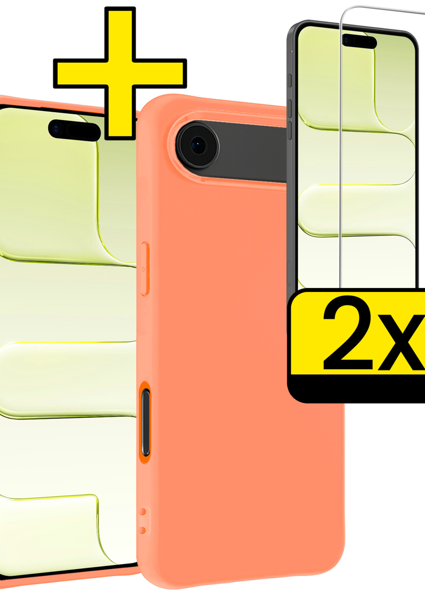 LUQ LUQ iPhone Air Hoesje Siliconen Met 2x Screenprotector Met Dichte Notch - Perzik