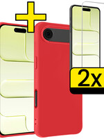 LUQ LUQ iPhone Air Hoesje Siliconen Met 2x Screenprotector Met Dichte Notch - Rood