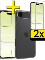 LUQ LUQ iPhone Air Hoesje Siliconen Met 2x Screenprotector Met Dichte Notch - Transparant