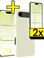 LUQ LUQ iPhone Air Hoesje Siliconen Met 2x Screenprotector Met Dichte Notch - Wit