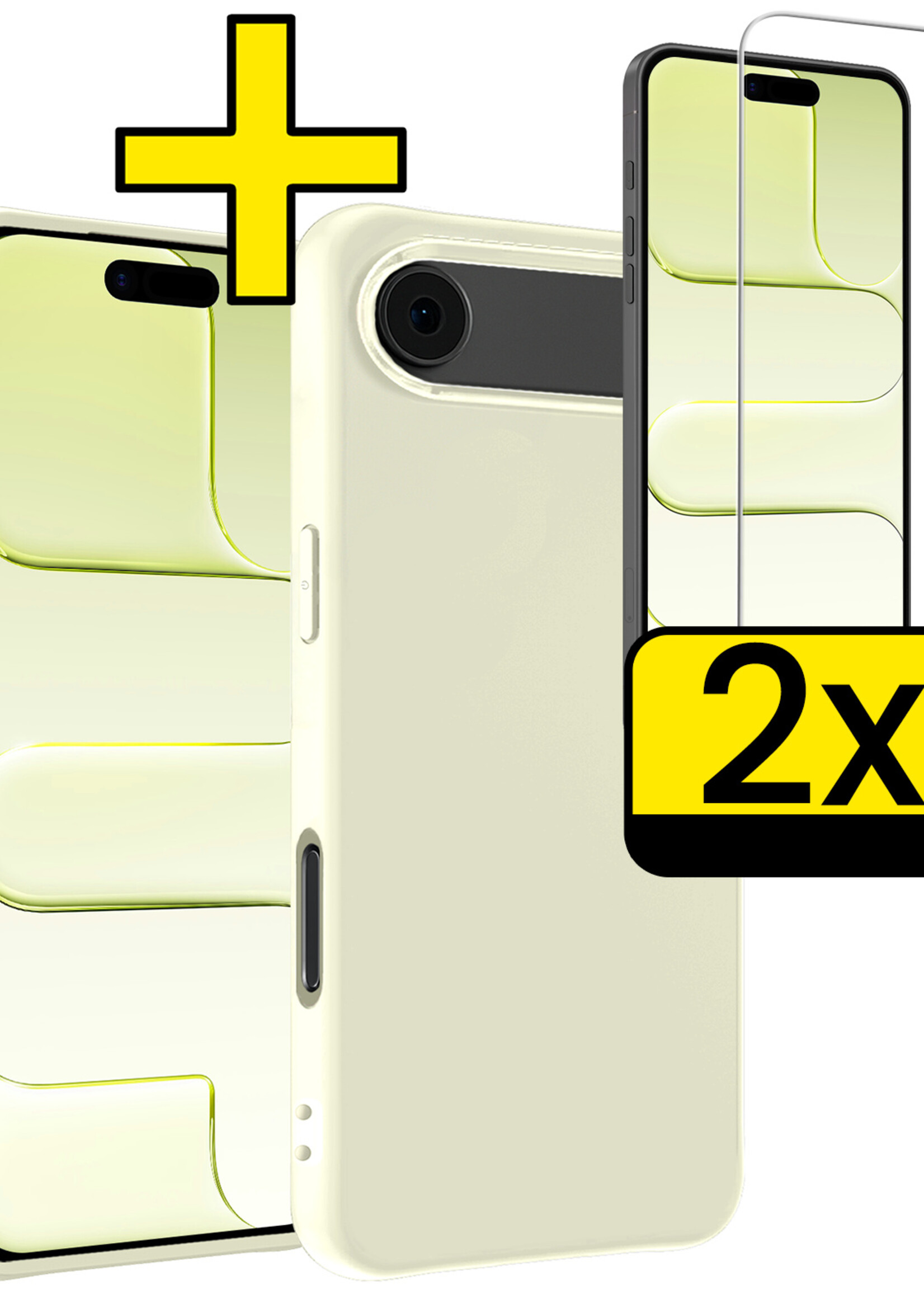 LUQ LUQ iPhone Air Hoesje Siliconen Met 2x Screenprotector Met Dichte Notch - Wit