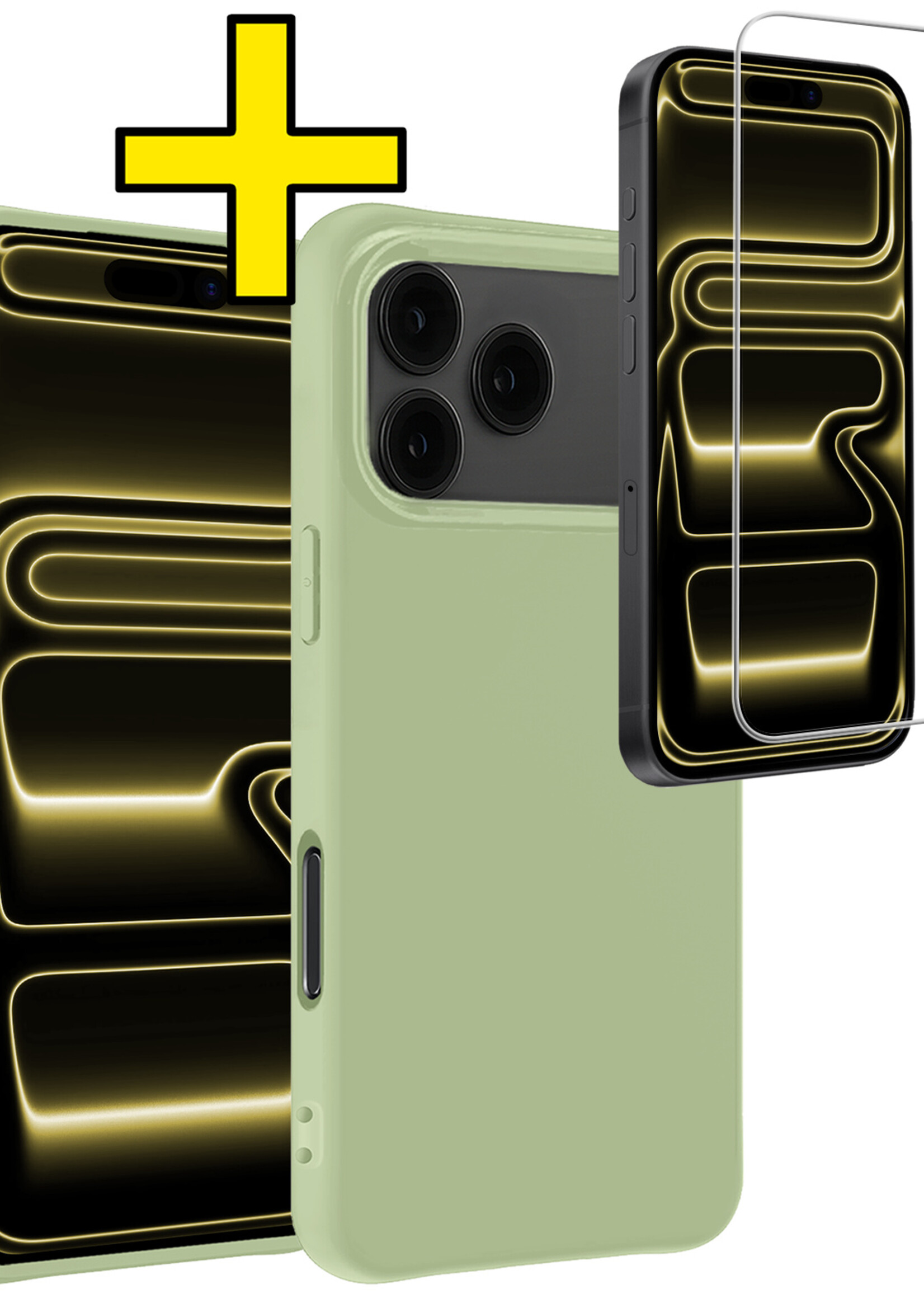 LUQ LUQ iPhone 17 Pro Hoesje Siliconen Met Screenprotector Met Dichte Notch - Groen