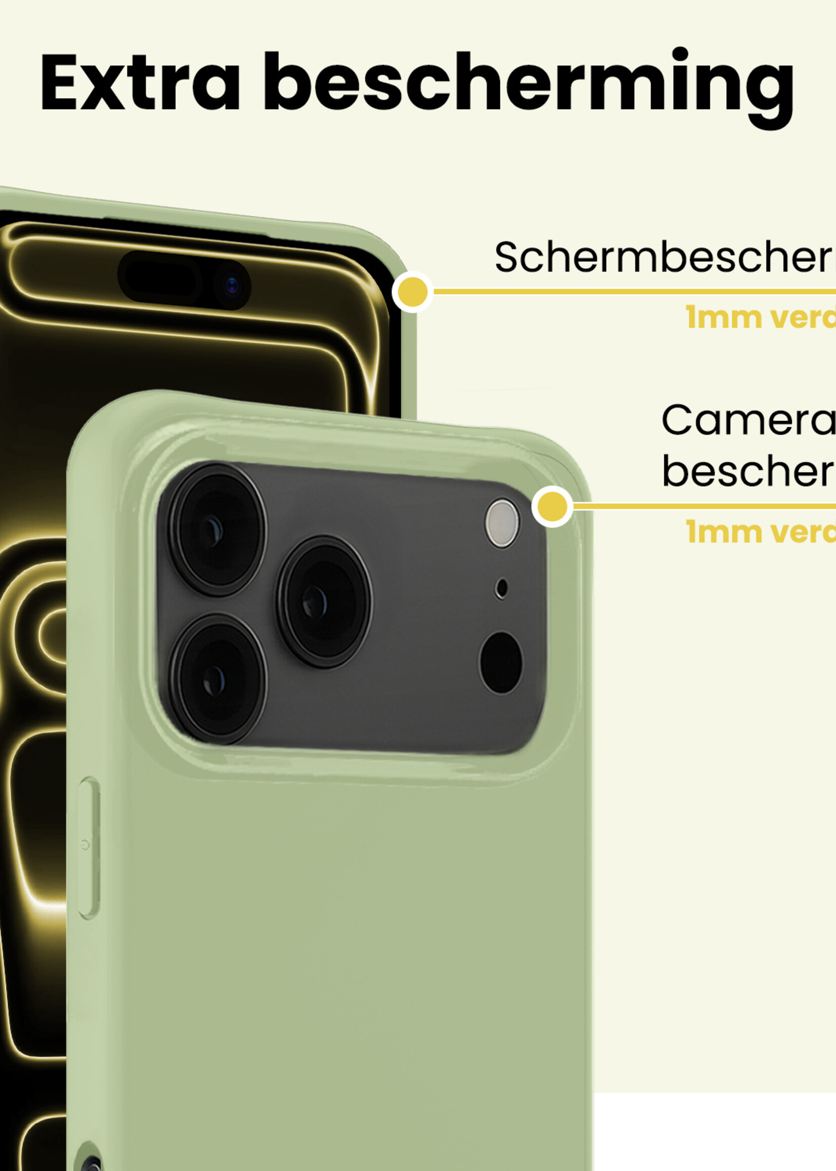 LUQ LUQ iPhone 17 Pro Hoesje Siliconen Met Screenprotector Met Dichte Notch - Groen