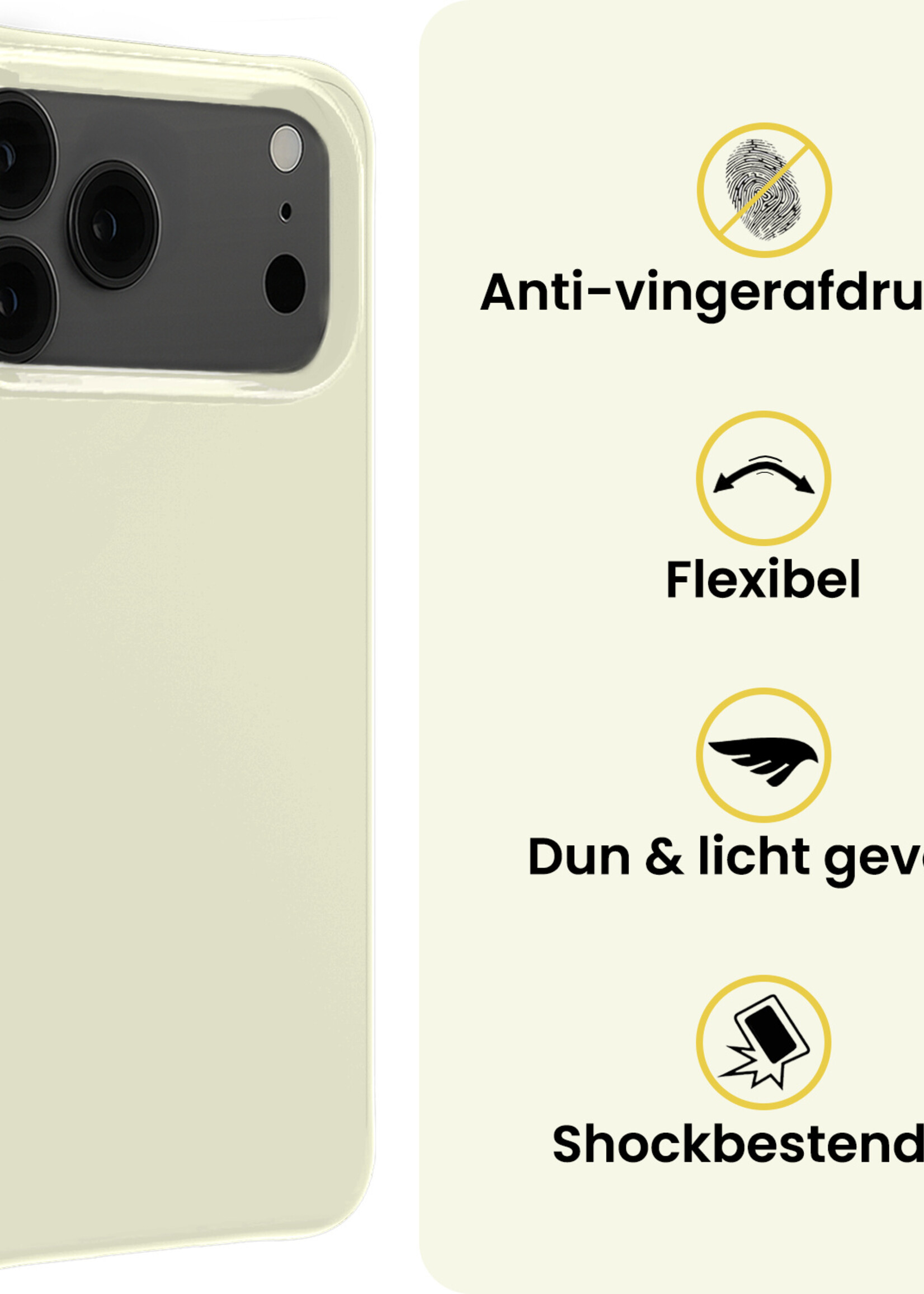 LUQ LUQ iPhone 17 Pro Hoesje Siliconen Met Screenprotector Met Dichte Notch - Wit