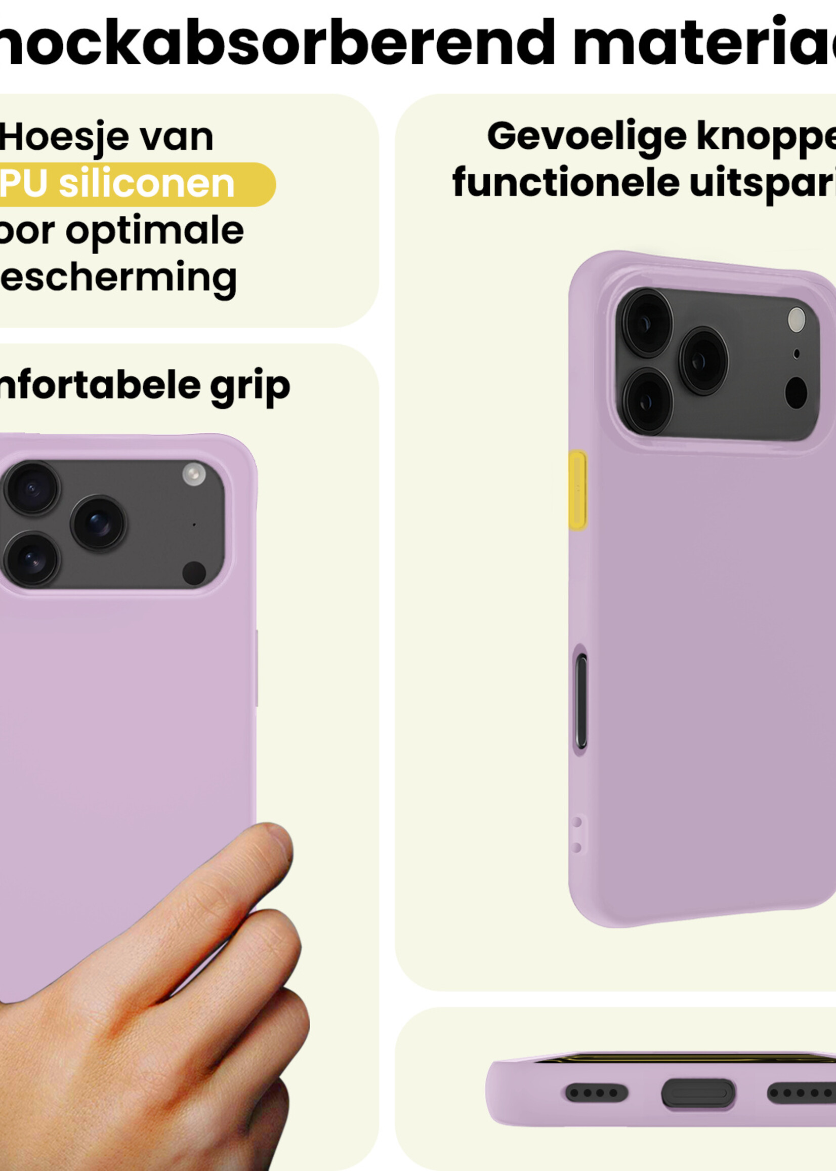 LUQ LUQ iPhone 17 Pro Max Hoesje Siliconen - Lila - 2 PACK