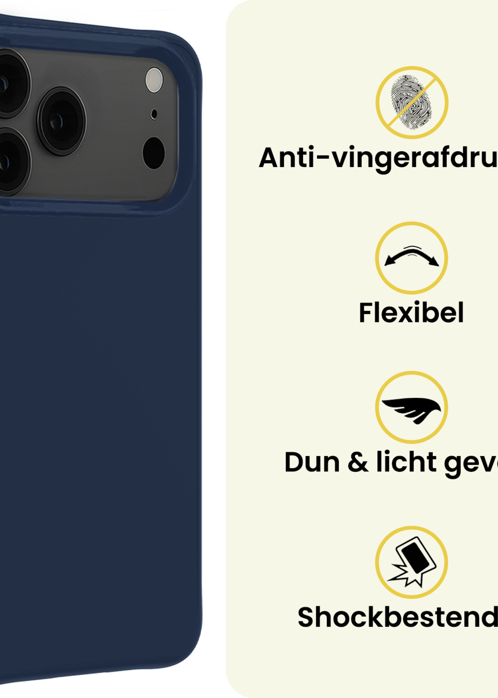 LUQ LUQ iPhone 17 Pro Max Hoesje Siliconen Met Screenprotector Met Dichte Notch - Donkerblauw