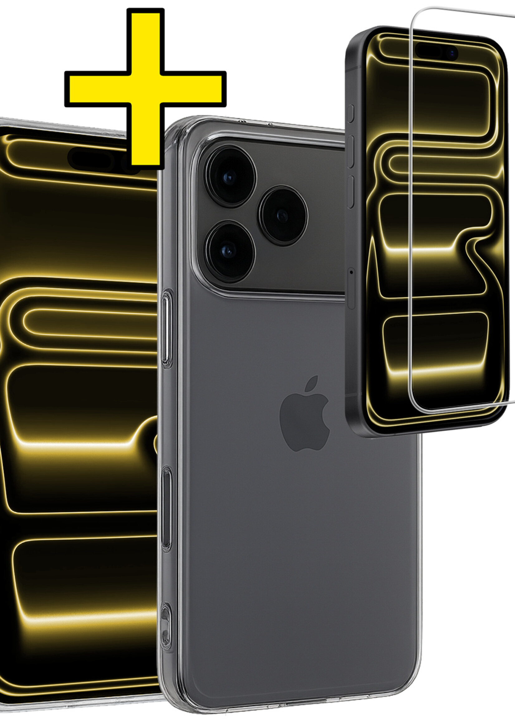 LUQ LUQ iPhone 17 Pro Max Hoesje Siliconen Met Screenprotector Met Dichte Notch - Transparant