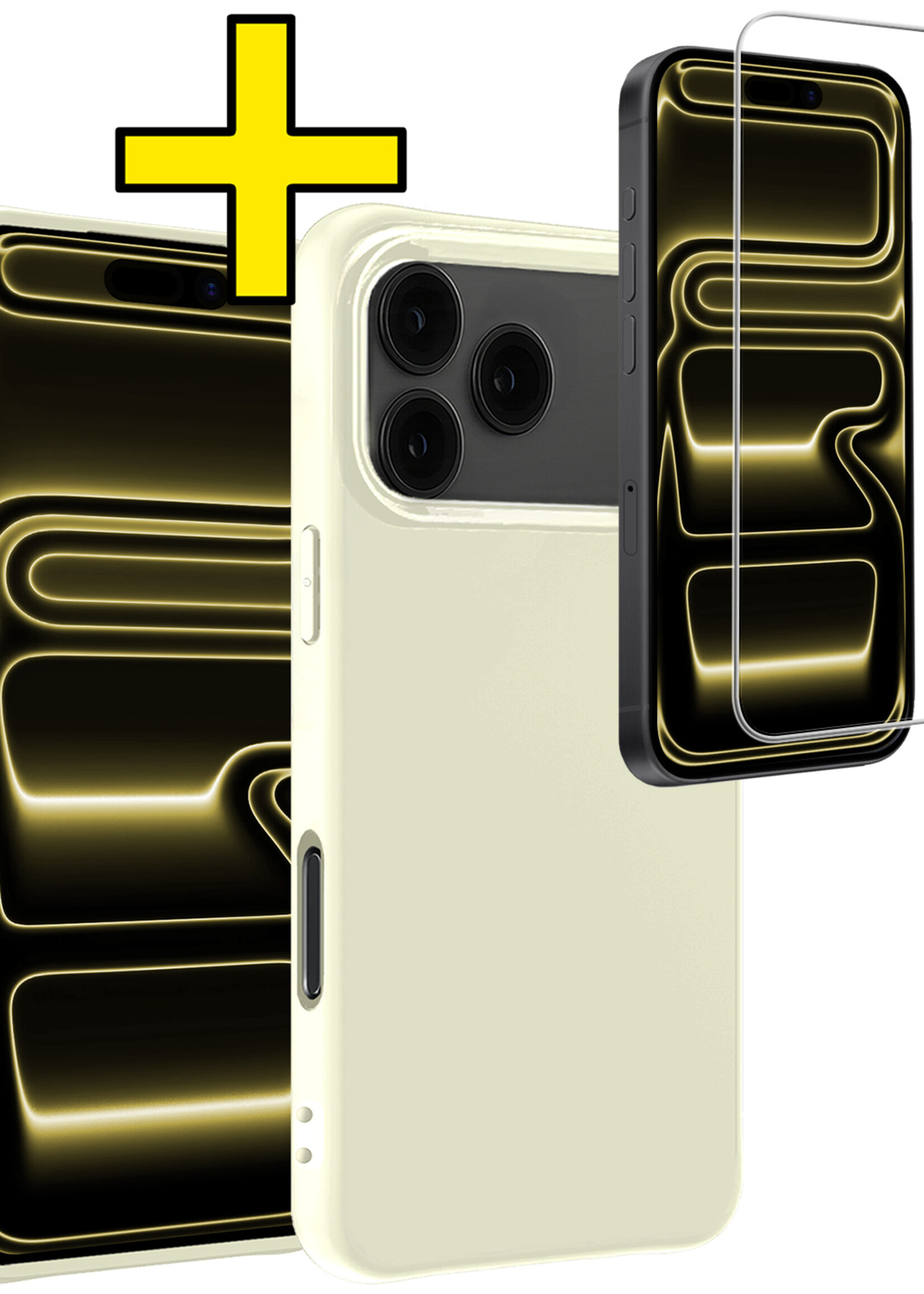 LUQ LUQ iPhone 17 Pro Max Hoesje Siliconen Met Screenprotector Met Dichte Notch - Wit