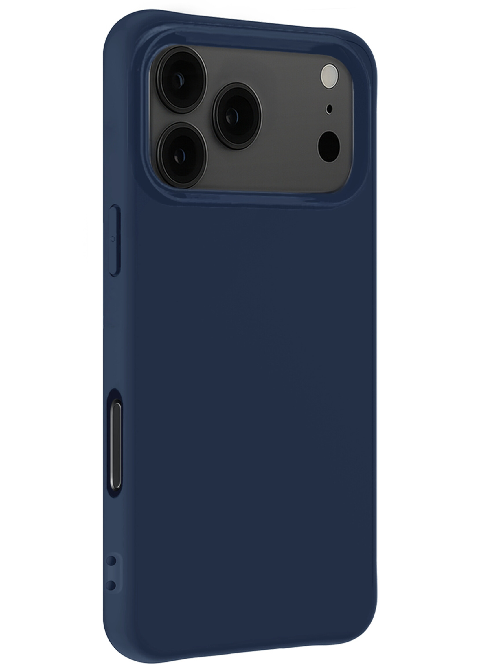 LUQ LUQ iPhone 17 Pro Max Hoesje Siliconen Met 2x Screenprotector Met Dichte Notch - Donkerblauw