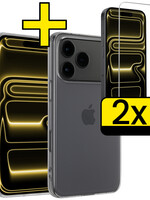 LUQ LUQ iPhone 17 Pro Max Hoesje Siliconen Met 2x Screenprotector Met Dichte Notch - Transparant