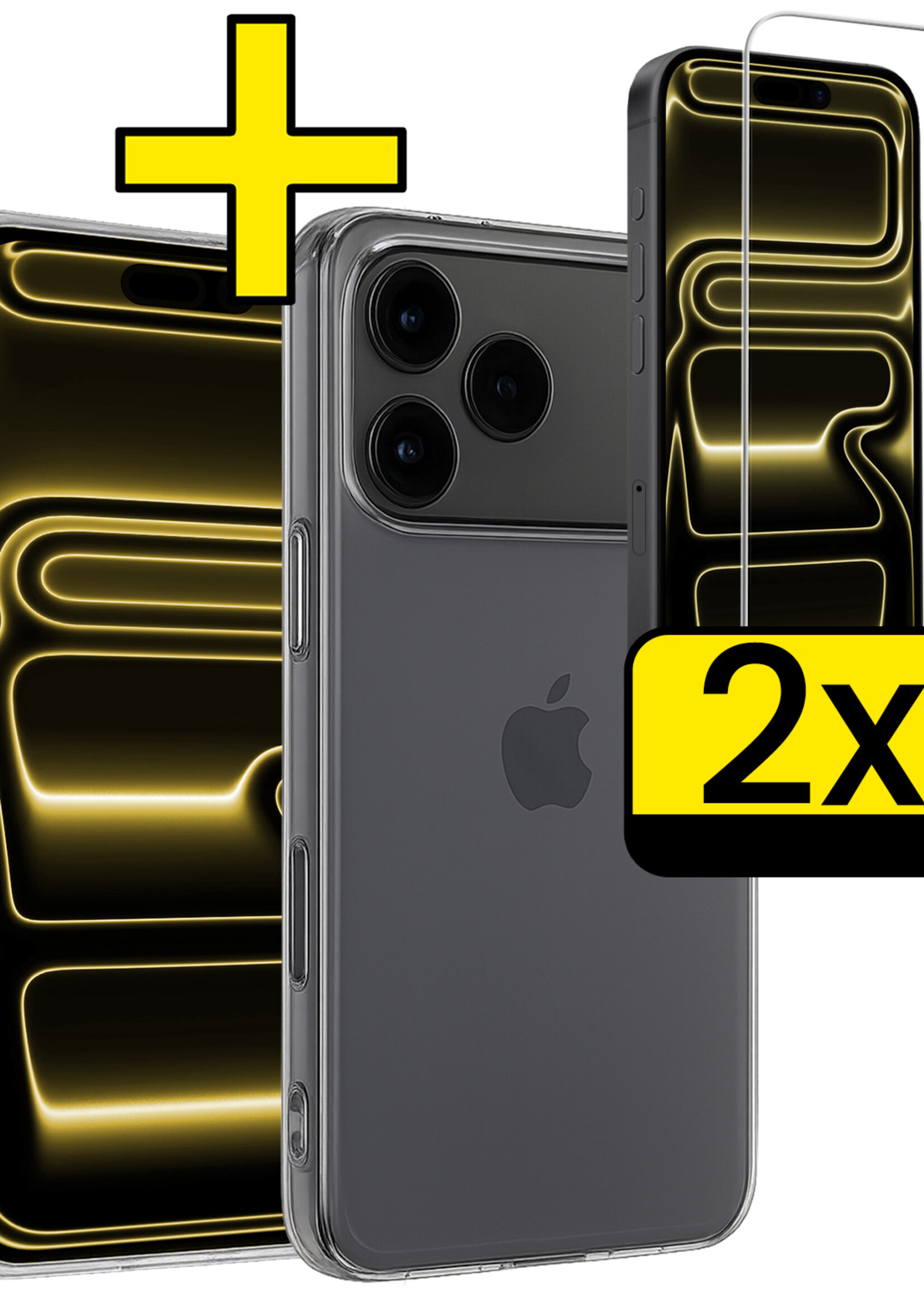LUQ LUQ iPhone 17 Pro Max Hoesje Siliconen Met 2x Screenprotector Met Dichte Notch - Transparant