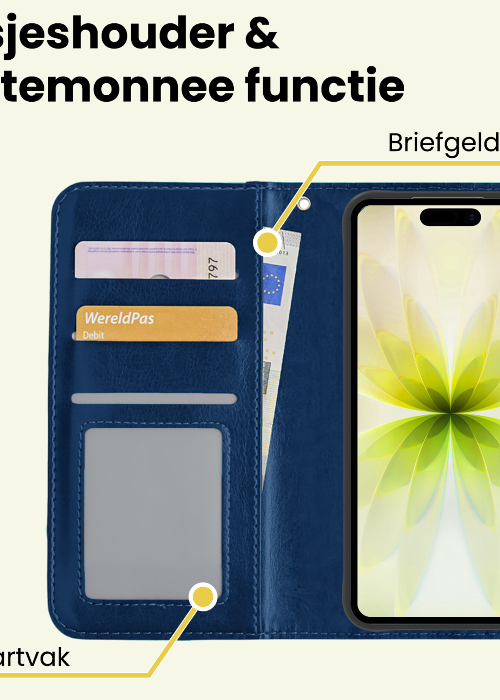 LUQ LUQ iPhone 17 Hoesje Bookcase - Donkerblauw