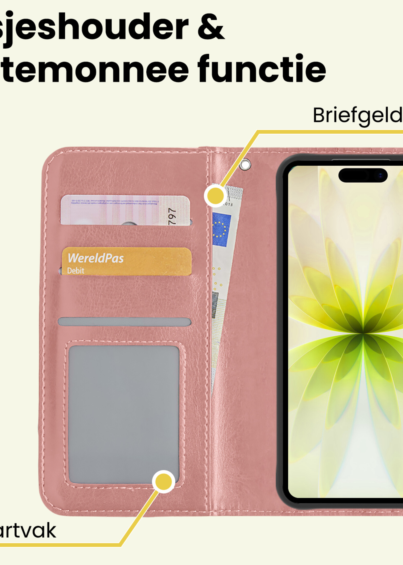 LUQ LUQ iPhone 17 Hoesje Bookcase - Rose Goud