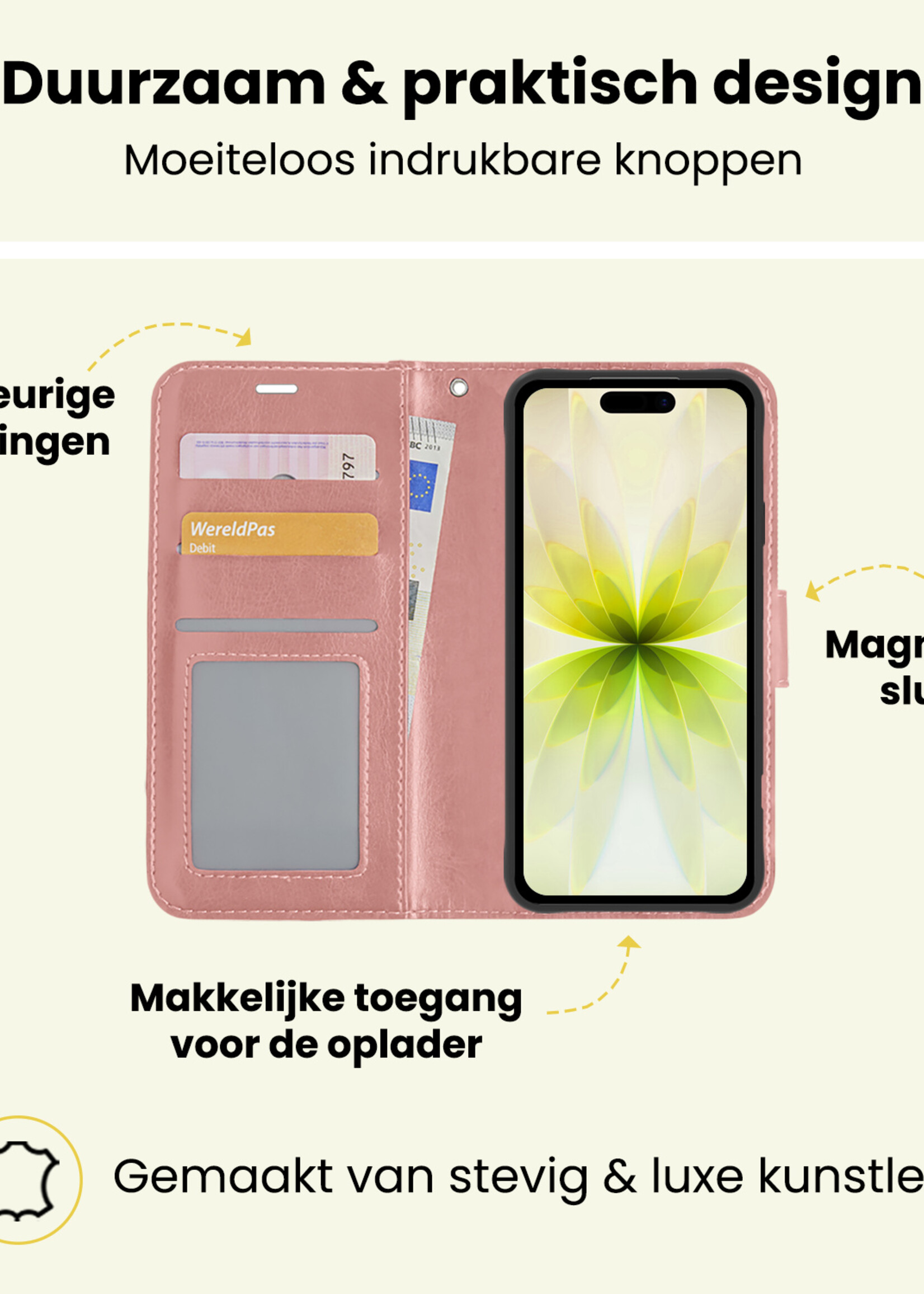 LUQ LUQ iPhone 17 Hoesje Bookcase - Rose Goud