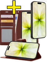 LUQ LUQ iPhone 17 Hoesje Bookcase Met Screenprotector - Bruin
