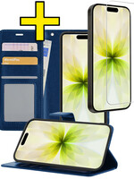LUQ LUQ iPhone 17 Hoesje Bookcase Met Screenprotector - Donkerblauw
