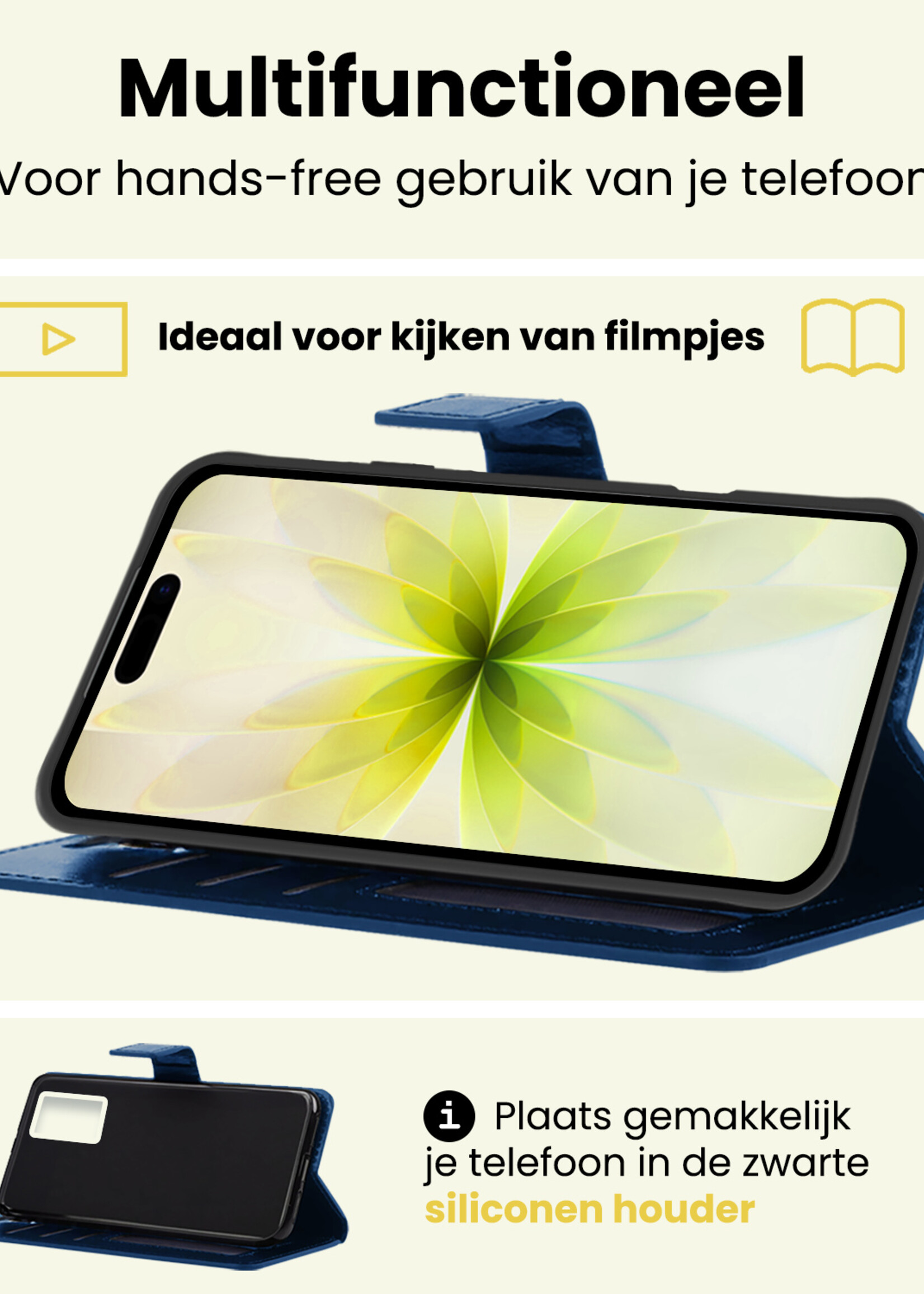 LUQ LUQ iPhone 17 Hoesje Bookcase Met Screenprotector - Donkerblauw