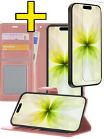 LUQ LUQ iPhone 17 Hoesje Bookcase Met Screenprotector - Rose Goud