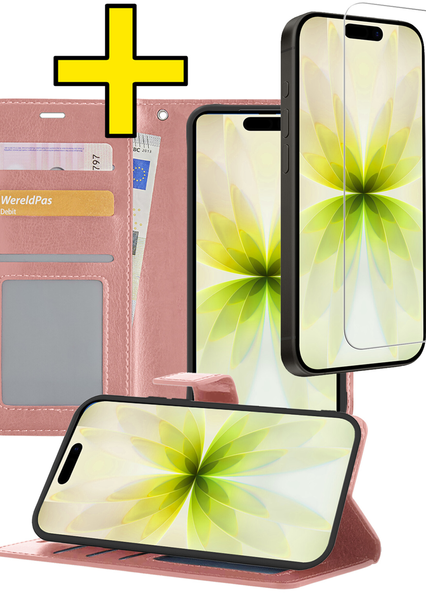 LUQ LUQ iPhone 17 Hoesje Bookcase Met Screenprotector - Rose Goud