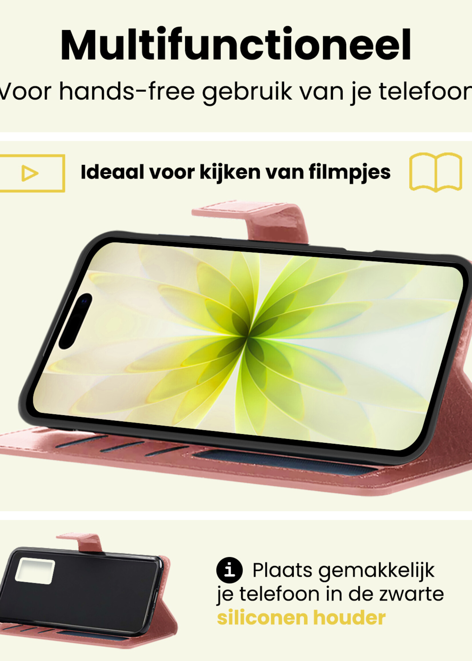 LUQ LUQ iPhone 17 Hoesje Bookcase Met Screenprotector - Rose Goud