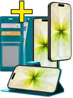 LUQ LUQ iPhone 17 Hoesje Bookcase Met Screenprotector - Turquoise