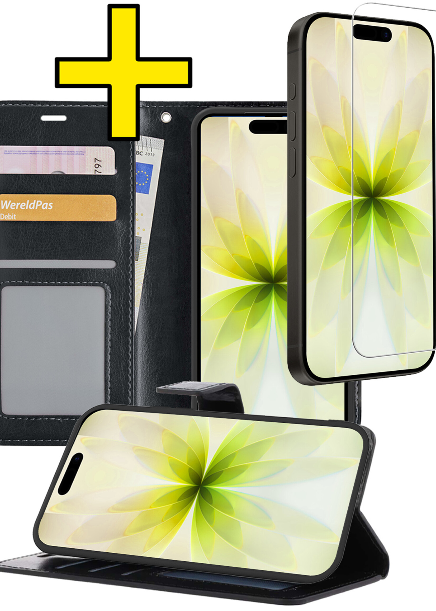 LUQ LUQ iPhone 17 Hoesje Bookcase Met Screenprotector - Zwart