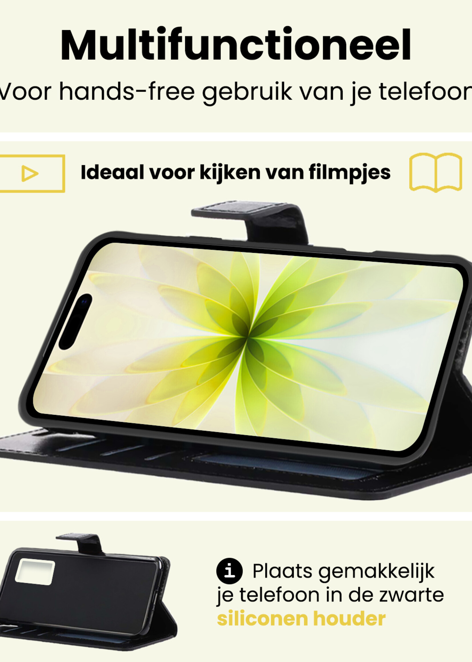 LUQ LUQ iPhone 17 Hoesje Bookcase Met Screenprotector - Zwart