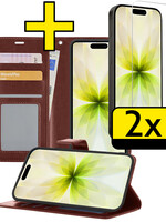 LUQ LUQ iPhone 17 Hoesje Bookcase Met 2x Screenprotector - Bruin