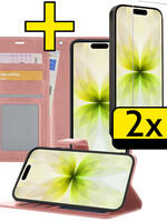 LUQ LUQ iPhone 17 Hoesje Bookcase Met 2x Screenprotector - Rose Goud