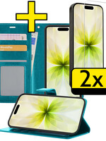 LUQ LUQ iPhone 17 Hoesje Bookcase Met 2x Screenprotector - Turquoise