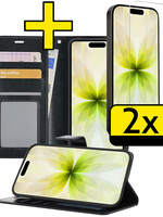 LUQ LUQ iPhone 17 Hoesje Bookcase Met 2x Screenprotector - Zwart