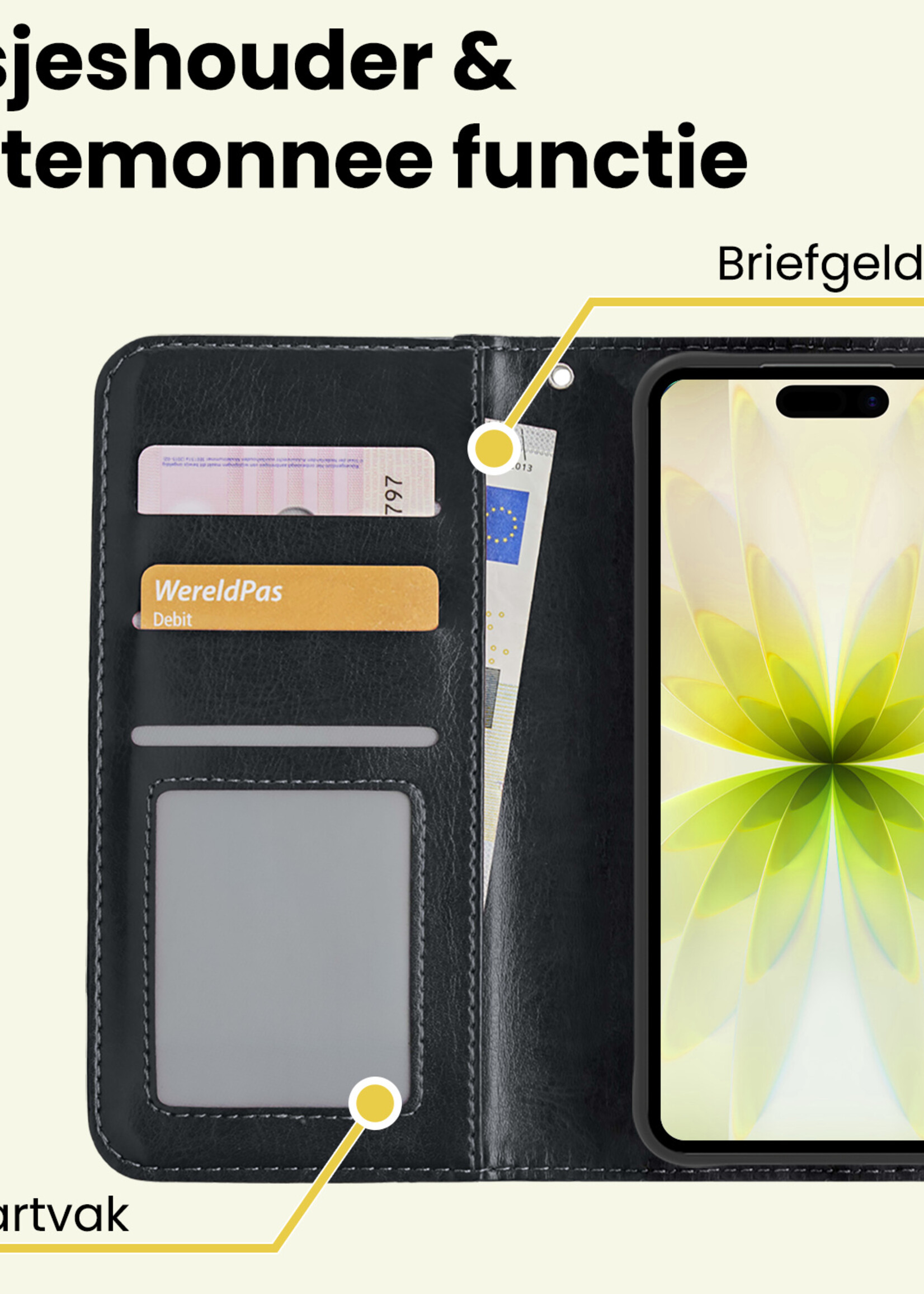 LUQ LUQ iPhone 17 Hoesje Bookcase Met 2x Screenprotector - Zwart