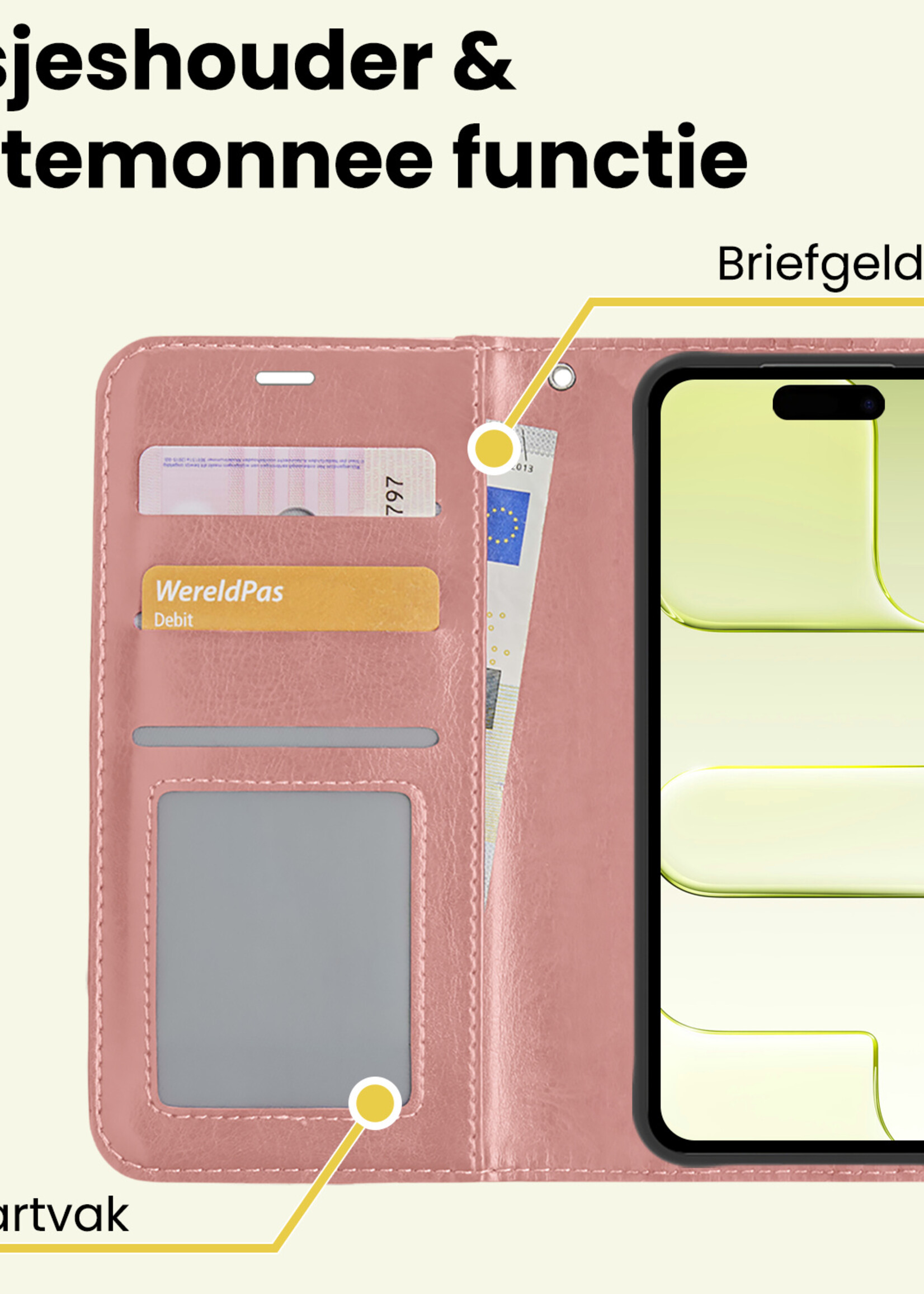 LUQ LUQ iPhone Air Hoesje Bookcase Met Screenprotector - Rose Goud