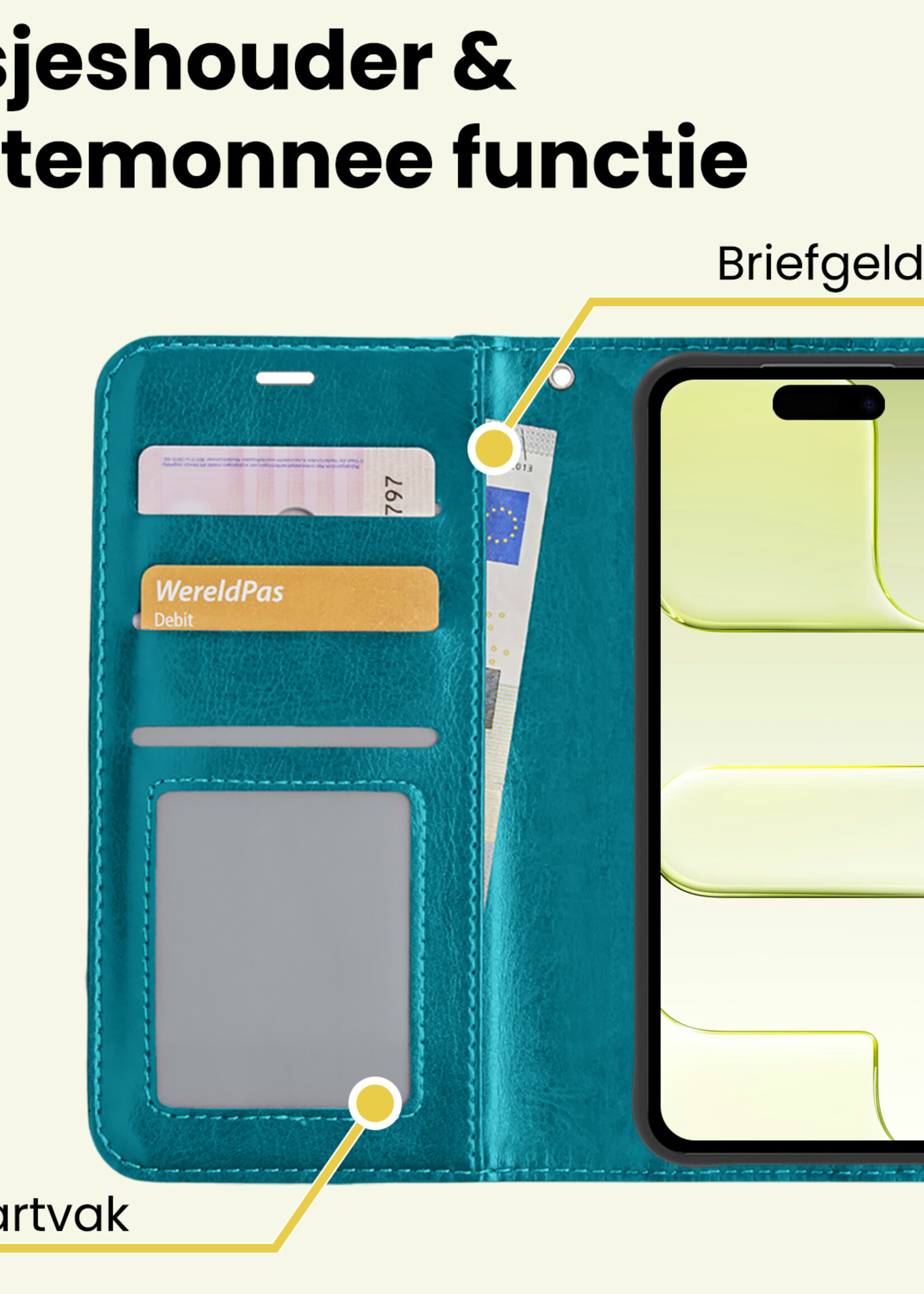 LUQ LUQ iPhone Air Hoesje Bookcase Met Screenprotector - Turquoise