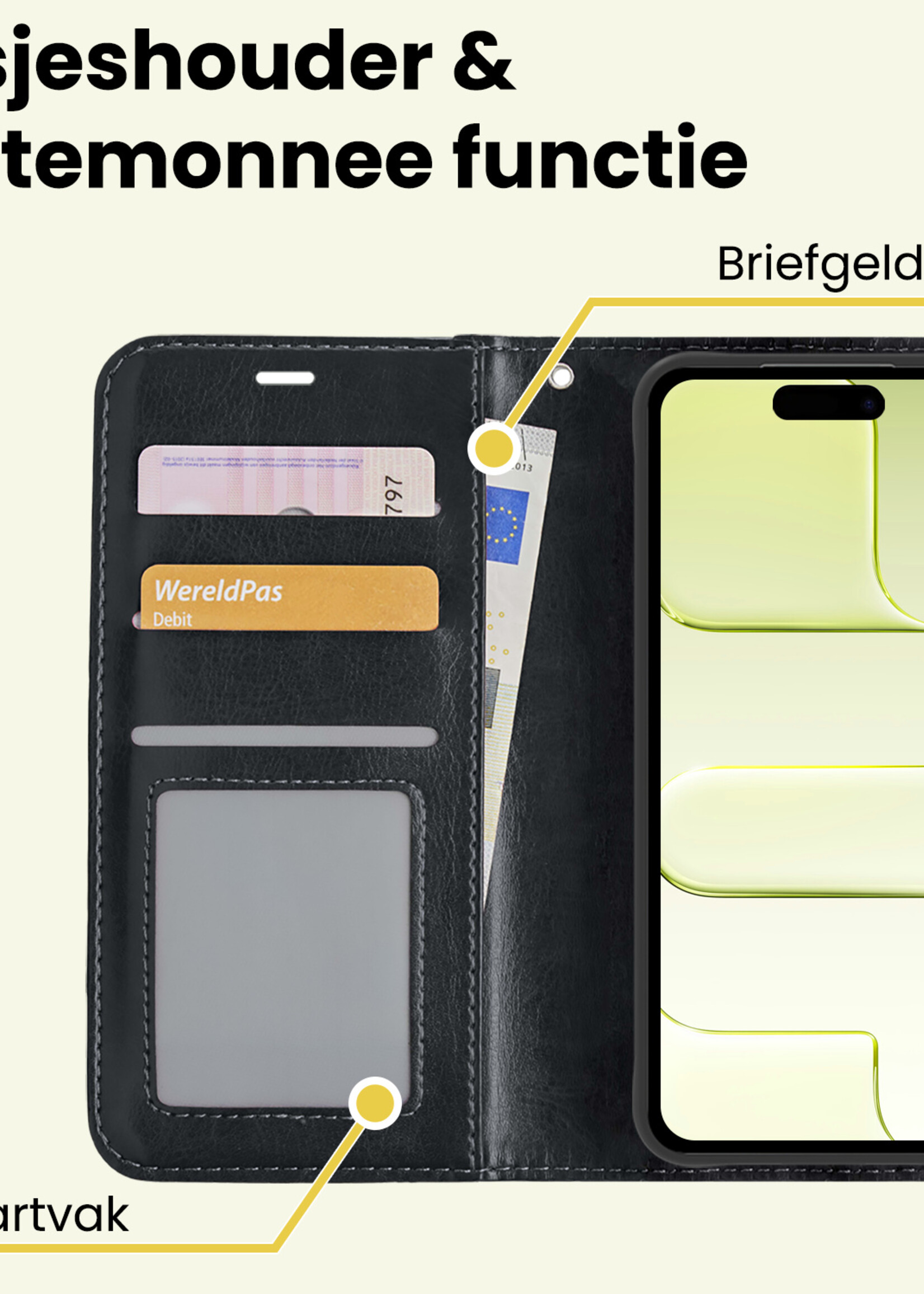 LUQ LUQ iPhone Air Hoesje Bookcase Met Screenprotector - Zwart