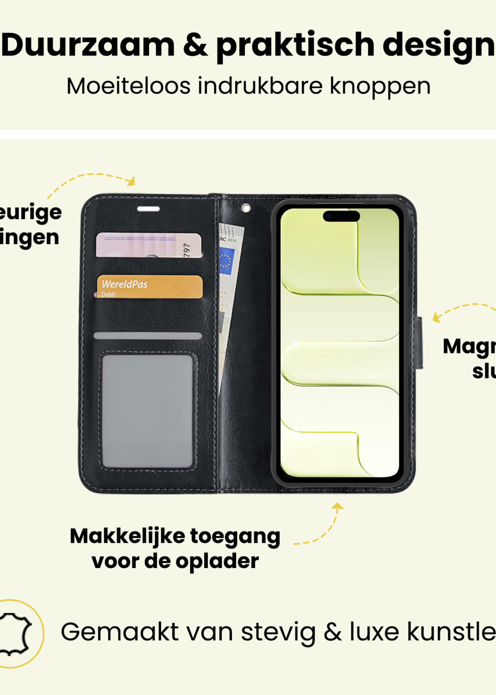 LUQ LUQ iPhone Air Hoesje Bookcase Met Screenprotector - Zwart
