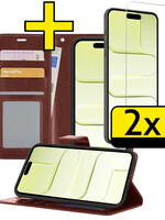 LUQ LUQ iPhone Air Hoesje Bookcase Met 2x Screenprotector - Bruin