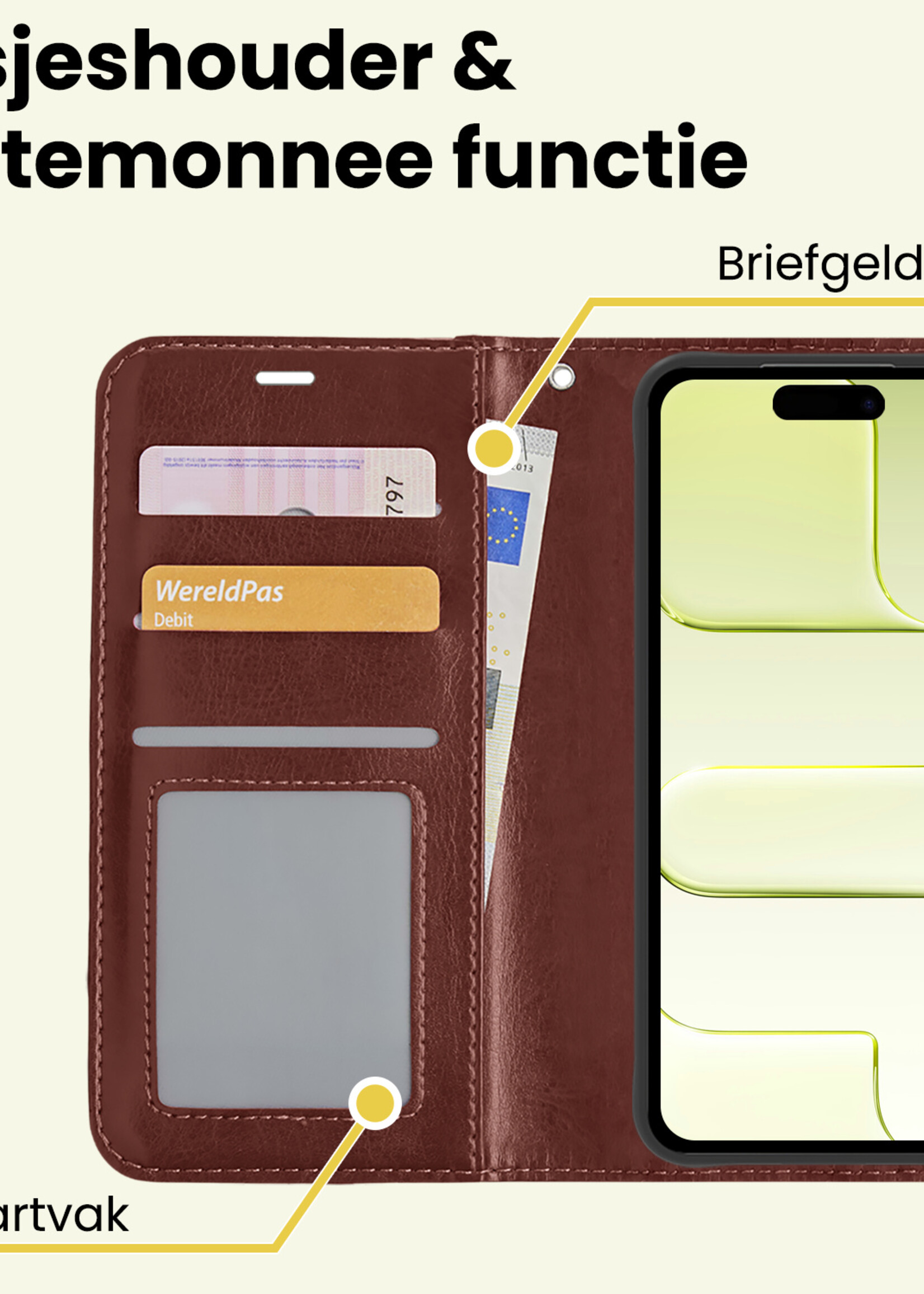 LUQ LUQ iPhone Air Hoesje Bookcase Met 2x Screenprotector - Bruin